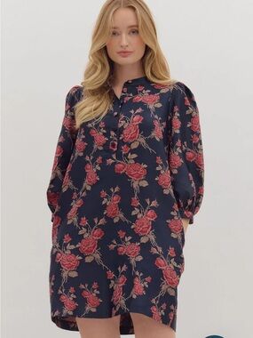 Entro Eveline floral dress with puff sleeves Size Medium